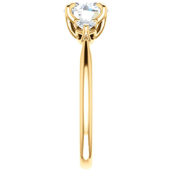 Round Brilliant and Pear Moissanite Engagement Ring