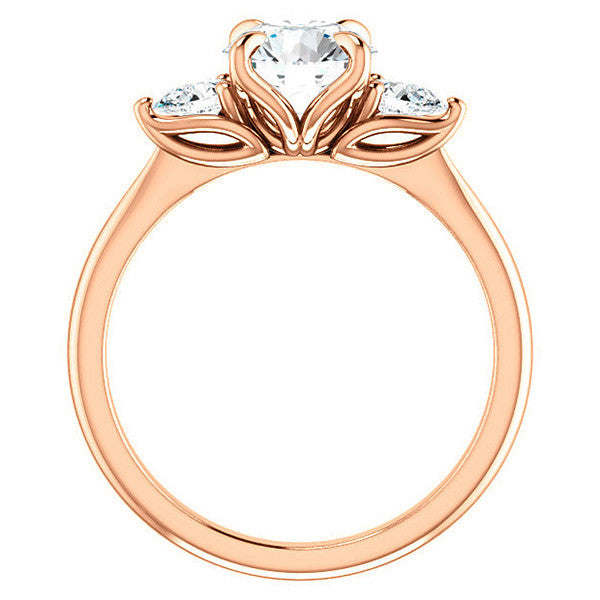 Round Brilliant and Pear Moissanite Engagement Ring