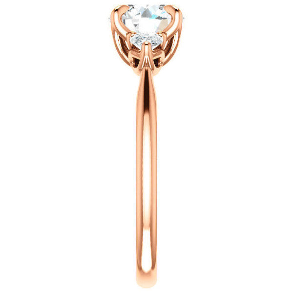 Round Brilliant and Pear Moissanite Engagement Ring