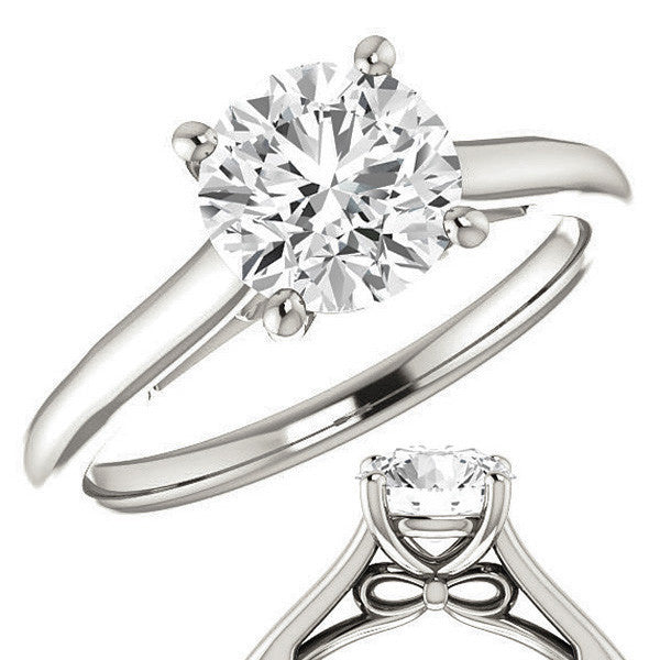 Round Brilliant Solitaire Engagement Ring with Bow Accent