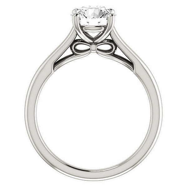 Round Brilliant Solitaire Engagement Ring with Bow Accent