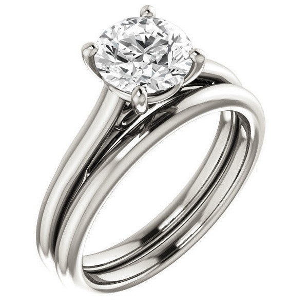 Round Brilliant Solitaire Engagement Ring with Bow Accent