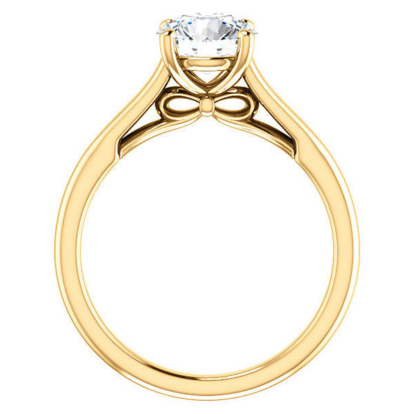 Round Brilliant Solitaire Engagement Ring with Bow Accent