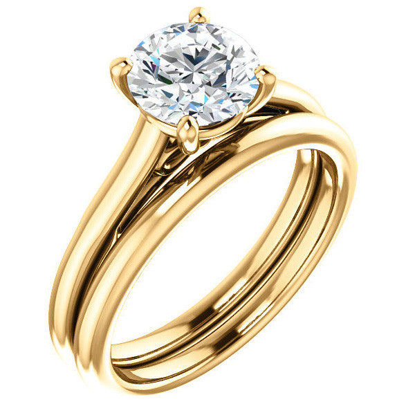 Round Brilliant Solitaire Engagement Ring with Bow Accent