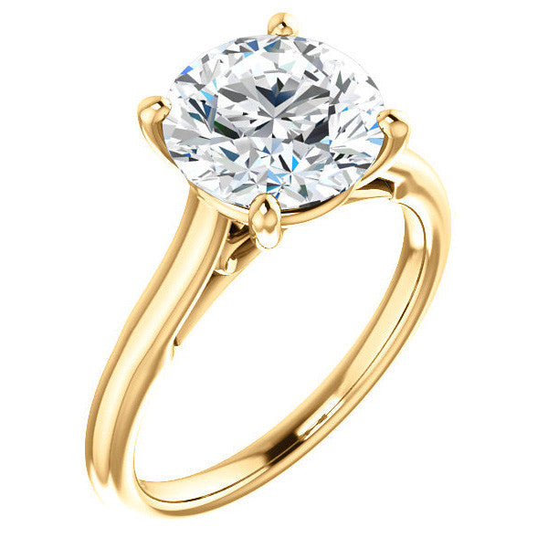 Round Brilliant Solitaire Engagement Ring with Bow Accent