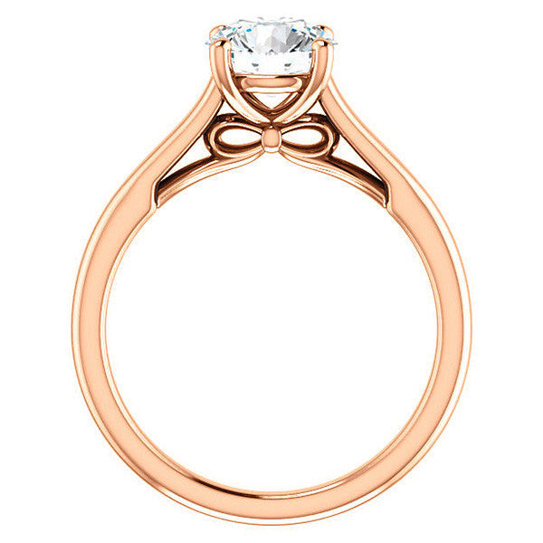 Round Brilliant Solitaire Engagement Ring with Bow Accent