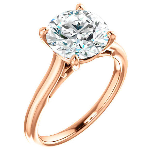 Round Brilliant Solitaire Engagement Ring with Bow Accent