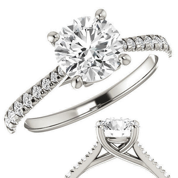 Round Brilliant Moissanite Trellis Engagement Ring
