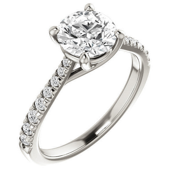 Round Brilliant Moissanite Trellis Engagement Ring