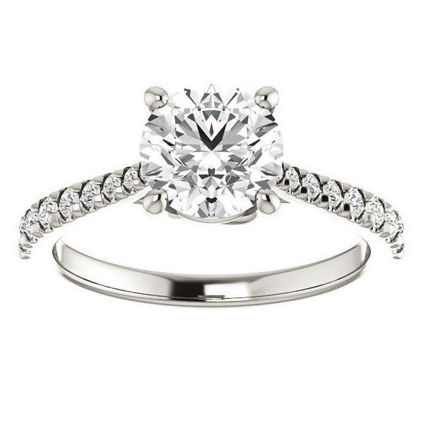 Round Brilliant Moissanite Trellis Engagement Ring