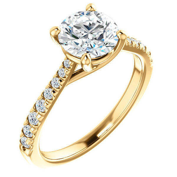 Round Brilliant Moissanite Trellis Engagement Ring