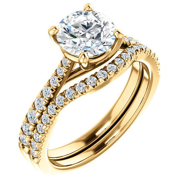 Round Brilliant Moissanite Trellis Engagement Ring