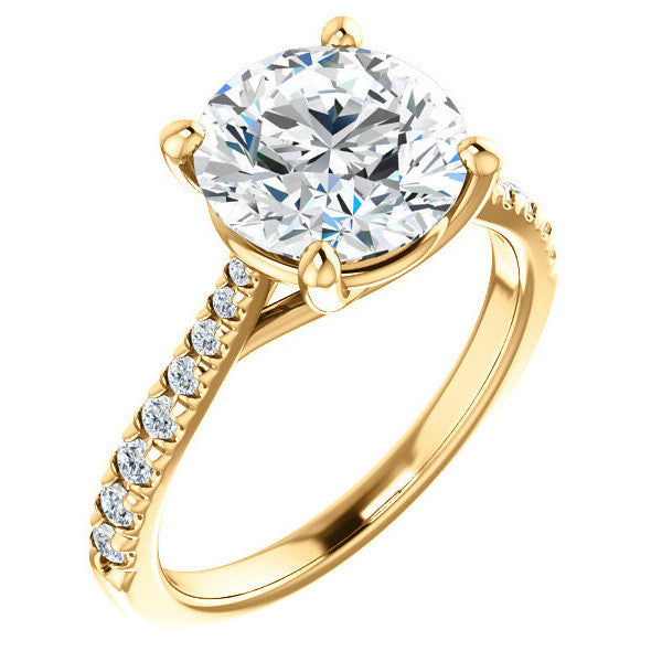 Round Brilliant Moissanite Trellis Engagement Ring