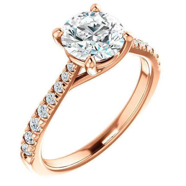 Round Brilliant Moissanite Trellis Engagement Ring