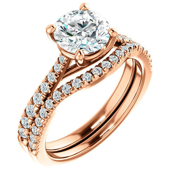 Round Brilliant Moissanite Trellis Engagement Ring