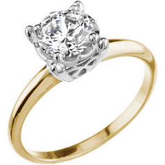 Round Brilliant Moissanite Illusion Box Solitaire Ring