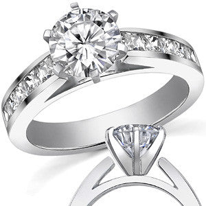 Princess Moissanite Cathedral Engagement Ring Setting 1.3ct