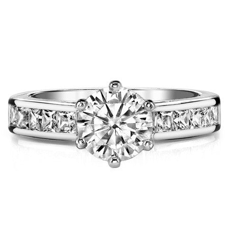 Princess Moissanite Cathedral Engagement Ring Setting 1.3ct