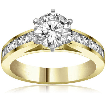 Princess Moissanite Cathedral Engagement Ring Setting 1.3ct