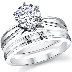 Grooved Cathedral Moissanite Solitaire Ring
