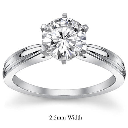 Grooved Cathedral Moissanite Solitaire Ring