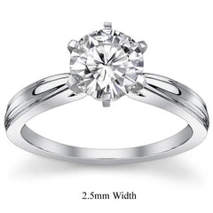 Grooved Cathedral Moissanite Solitaire Ring