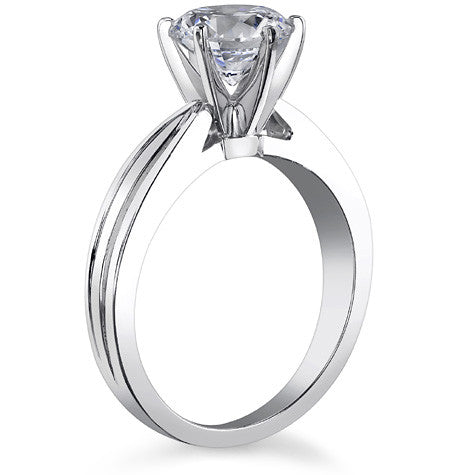 Grooved Cathedral Moissanite Solitaire Ring