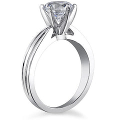 Grooved Cathedral Moissanite Solitaire Ring