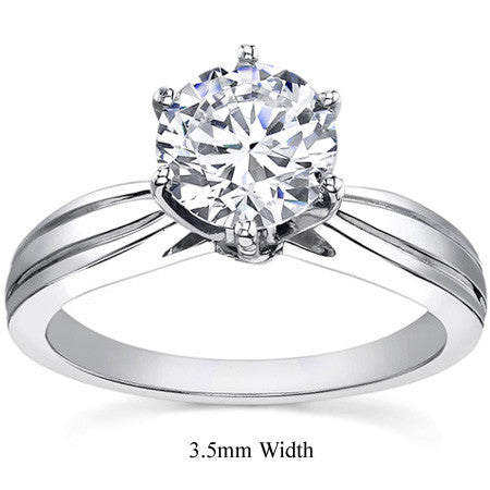 Grooved Cathedral Moissanite Solitaire Ring