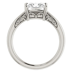 Princess cut Scroll Solitaire Ring