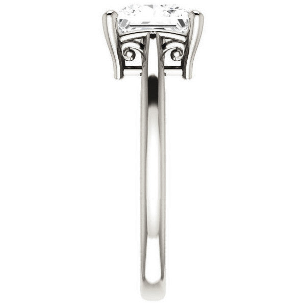 Princess cut Scroll Solitaire Ring