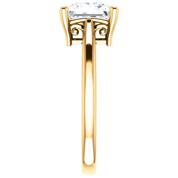 Princess cut Scroll Solitaire Ring