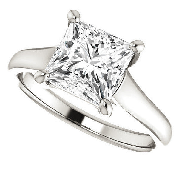 Princess cut Cathedral Solitaire Ring