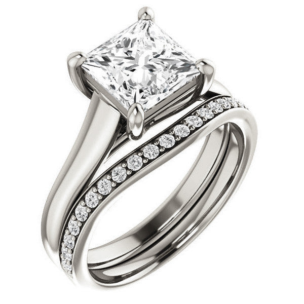 Princess cut Cathedral Solitaire Ring