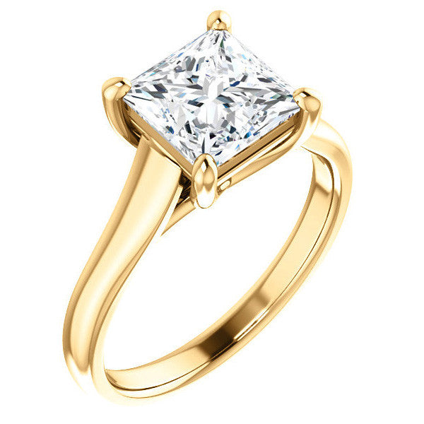 Princess cut Cathedral Solitaire Ring