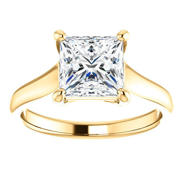 Princess cut Cathedral Solitaire Ring