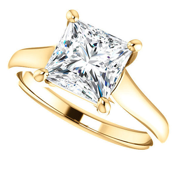Princess cut Cathedral Solitaire Ring