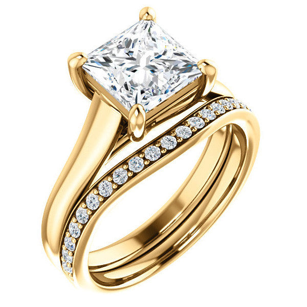Princess cut Cathedral Solitaire Ring