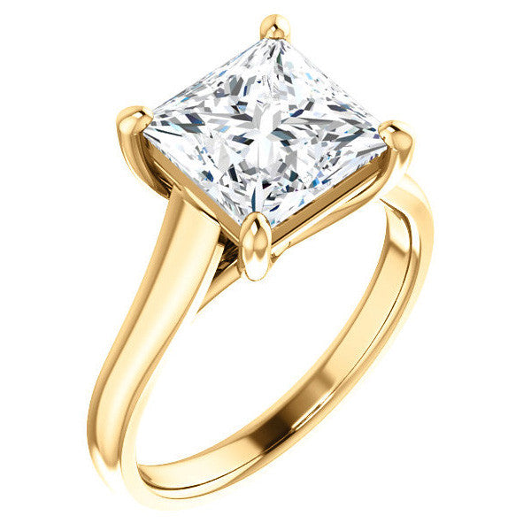 Princess cut Cathedral Solitaire Ring
