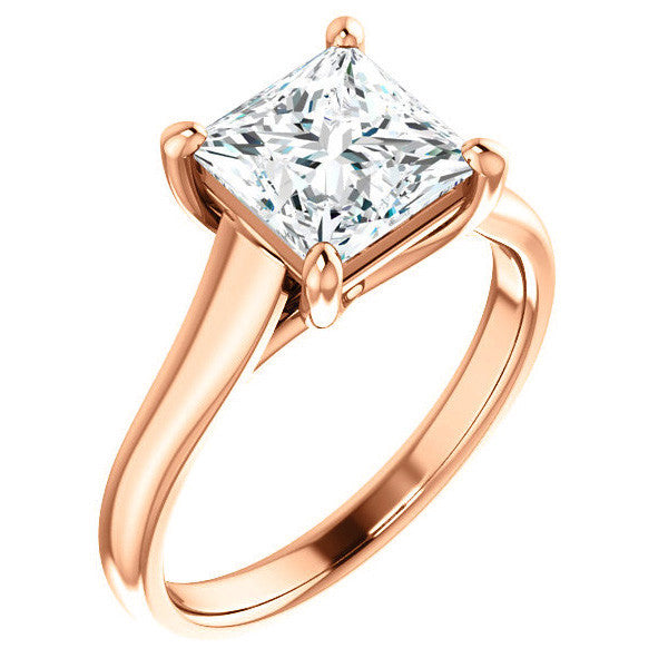 Princess cut Cathedral Solitaire Ring