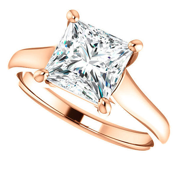 Princess cut Cathedral Solitaire Ring