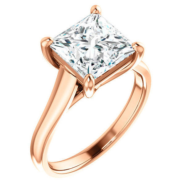 Princess cut Cathedral Solitaire Ring
