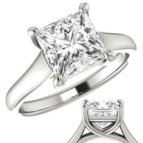 Princess cut Cathedral Solitaire Ring