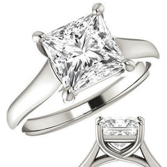 Princess cut Cathedral Solitaire Ring