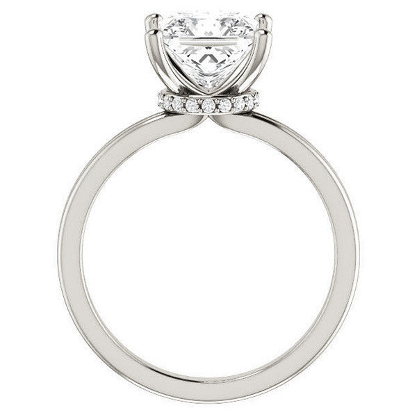 Princess Moissanite & Diamond Encircled Solitaire Ring