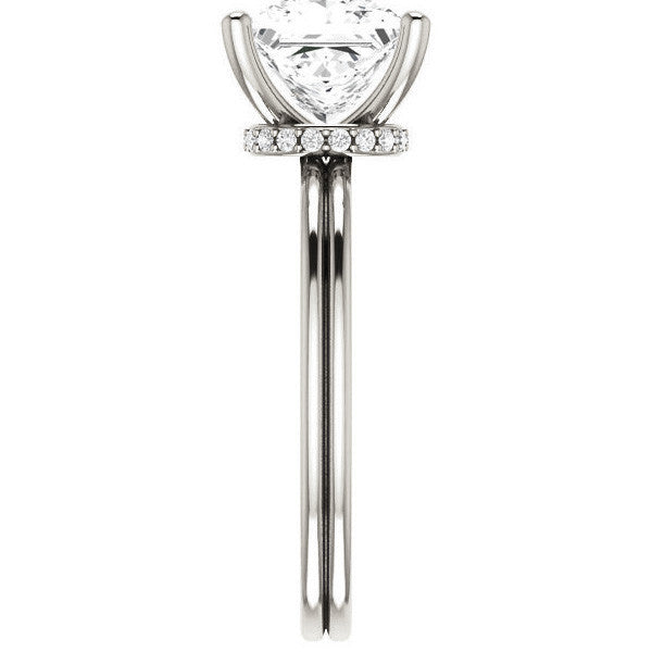 Princess Moissanite & Diamond Encircled Solitaire Ring