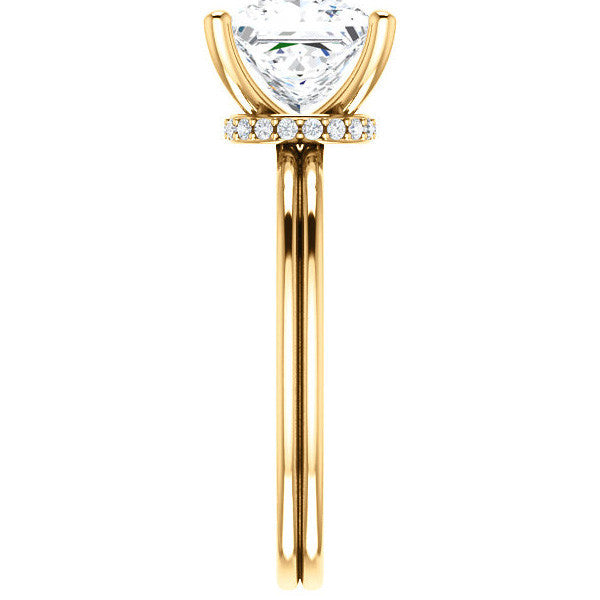 Princess Moissanite & Diamond Encircled Solitaire Ring