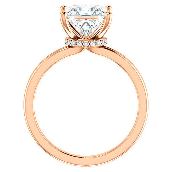 Princess Moissanite & Diamond Encircled Solitaire Ring
