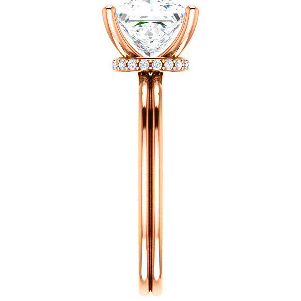 Princess Moissanite & Diamond Encircled Solitaire Ring