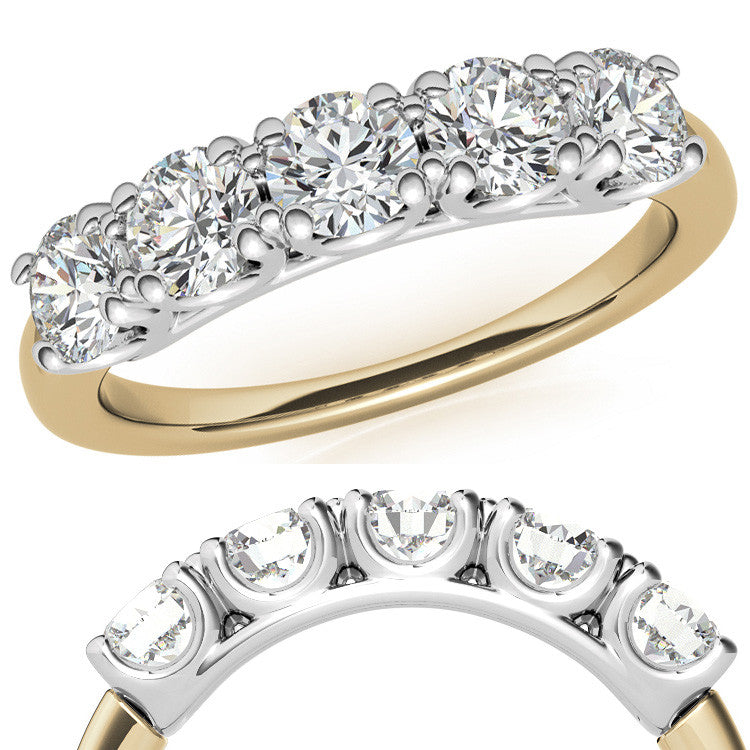 Round Brilliant Moissanite U Prong Anniversary Ring